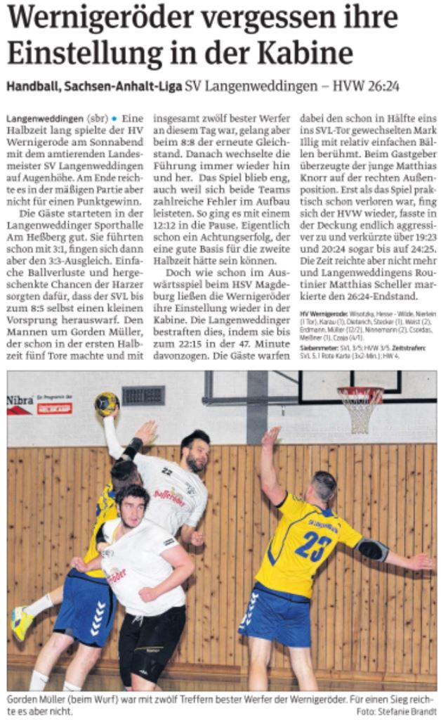 Volksstimme Spielbericht vom Match in Langenweddingen